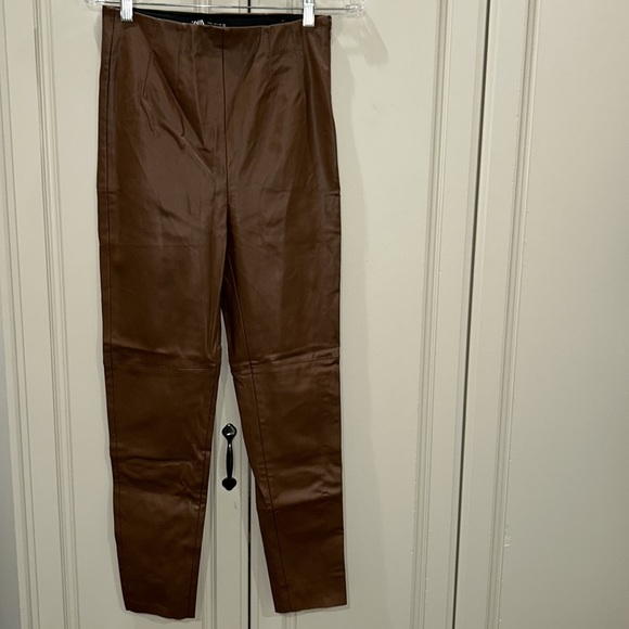 Zara Pants & Jumpsuits Zara Tan Leather Pants Poshmark